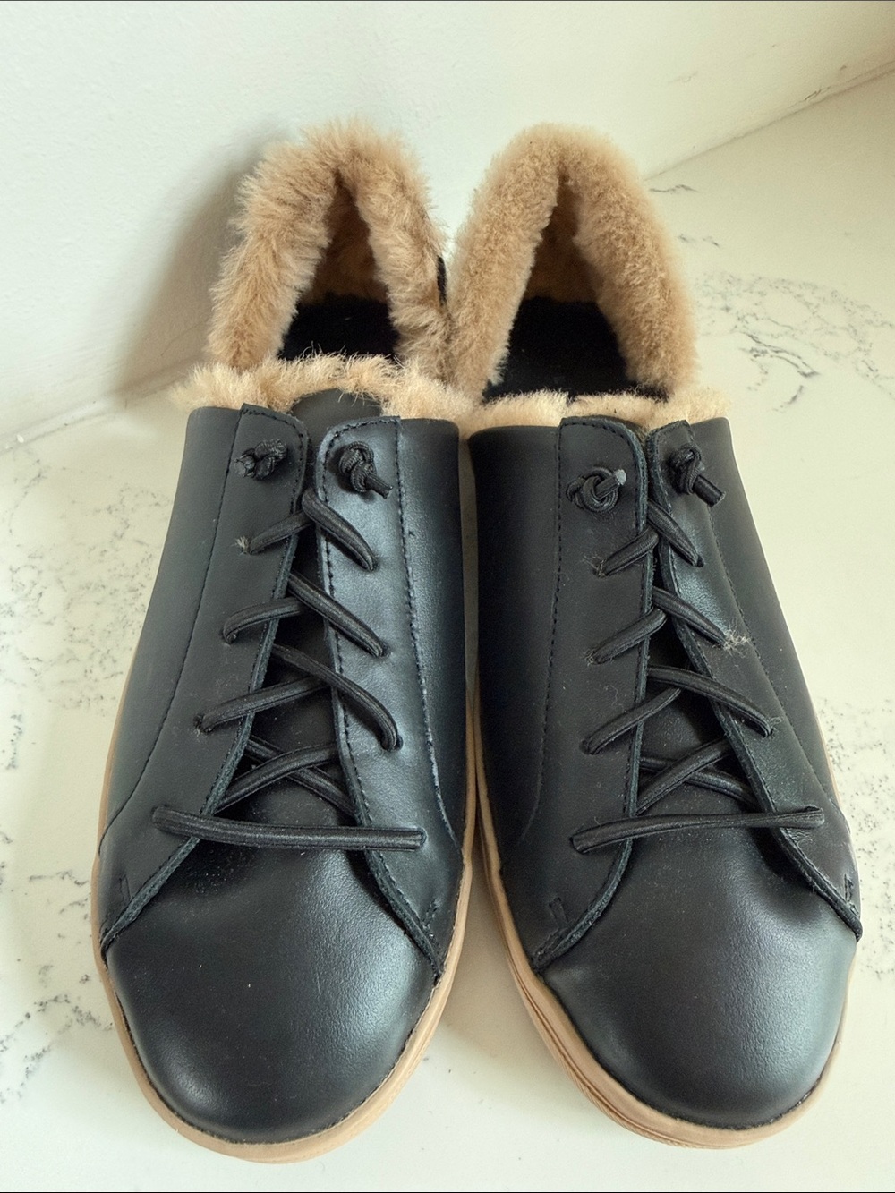 Freda Salvador Eda D'Orsay Fur Leather Slip On Sneakers Womens Size 7.5